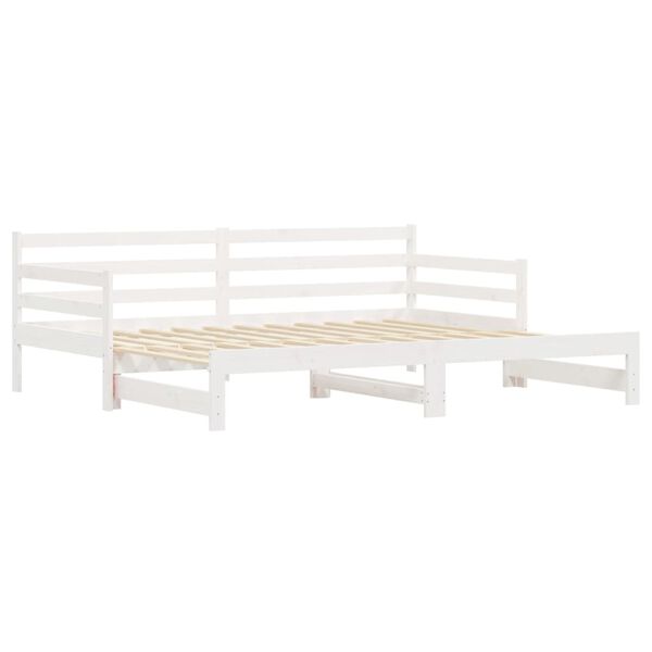vidaXL Daybed With Trundle White Solid Pine Wood Twin