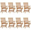 vidaXL Garden Chair Set of 8 Brown Solid Teak Wood Standard Foldable