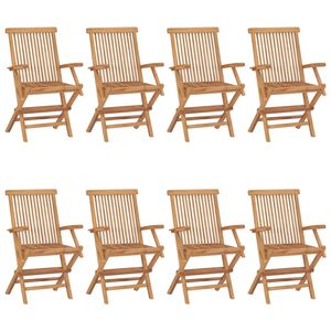 vidaXL Garden Chair Set of 8 Brown Solid Teak Wood Standard Foldable