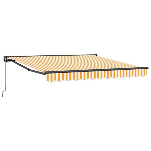 vidaXL Retractable Awning Manual Yellow and White 300x250 cm fabric