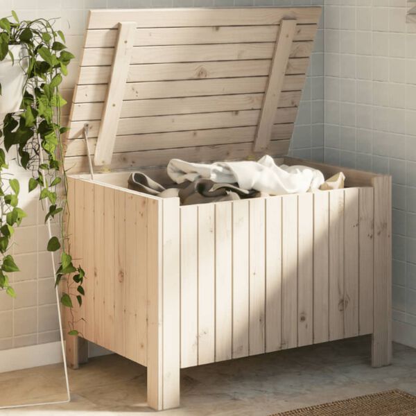 vidaXL Storage Box Natural Wood Solid Pine Wood Medium Storage Box