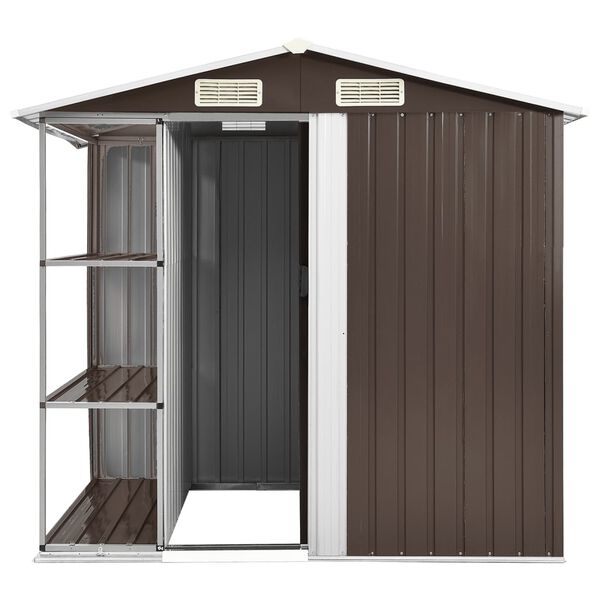 vidaXL Garden Shed Brown Galvanized Iron 80.7 x 51.2 x 72.0 in