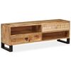 vidaXL TV Cabinet Natural Mango Wood Solid Mango Wood and Steel Medium