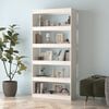 vidaXL Book Cabinet White Solid Pine Wood Medium Book Cabinet