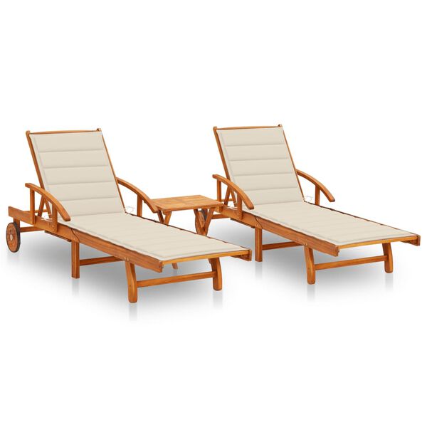 vidaXL Sun Lounger Brown Solid acacia wood Standard Foldable