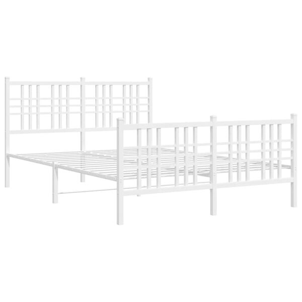 vidaXL Bed Frame White Steel Small Double Bed Frame Rectangular
