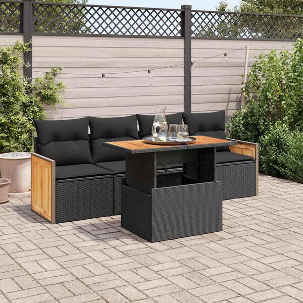 vidaXL Garden Sofa Set Black