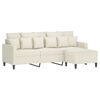 vidaXL 3-Seater Sofa with Footstool Cream 70.9" Velvet