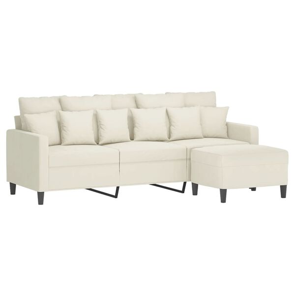 vidaXL 3-Seater Sofa with Footstool Cream 70.9" Velvet