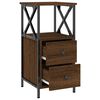 vidaXL Bedside Cabinet Set of 2 Brown oak Engineered wood, iron Compact