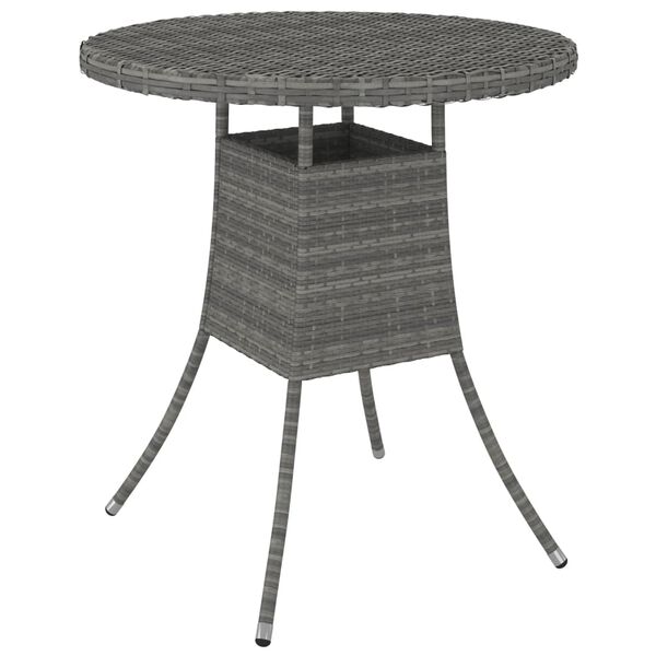 vidaXL Patio Table Gray 27.6"x27.6"x28.7" Poly Rattan