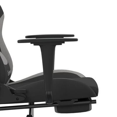 vidaXL Gaming Chair with Footrest Black and Light Gray Fabric
