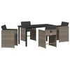 vidaXL Garden Dining Set with Cushion 5 pcs Grey Poly Rattan