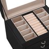 vidaXL Jewellery Box 4-Layer with Mirror Lockable Black 8.9x6.9x6.5"