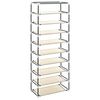 vidaXL Shoe Cabinet Cream Powder-coated tubes and non-woven fabric Tall