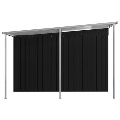 vidaXL Garden Shed with Extended Roof Anthracite 132.3"x106.3"x71.3" Steel