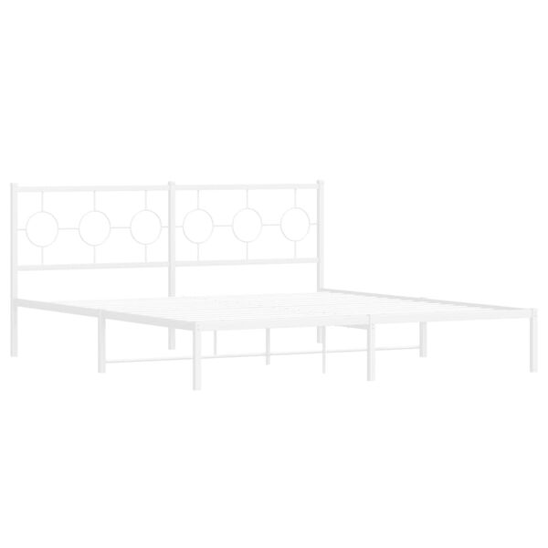 vidaXL Bed Frame White Powder-coated steel 72 x 84 in Bed Frame