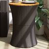 vidaXL Garden Side Table Black PE rattan, powder-coated steel, acacia wood
