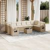 vidaXL Garden Sofa Set Beige PE Rattan, Powder-coated Steel, Polyester
