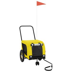 vidaXL Pet Bike Trailer Yellow and Black Oxford fabric, iron, PVC Small