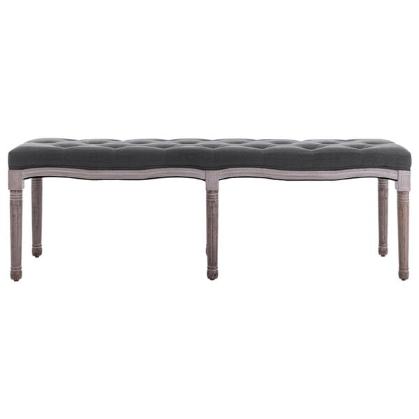 vidaXL Bench Dark Grey Linen, Solid Wood Large Classic/Traditional