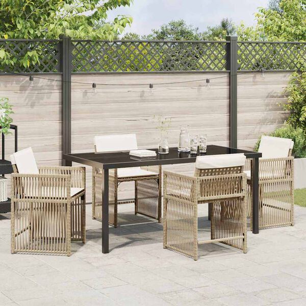 vidaXL Garden Dining Set 5 pcs Beige Poly Rattan