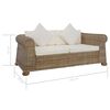 vidaXL Sofa Set Natural and cream white Natural rattan and solid mango wood