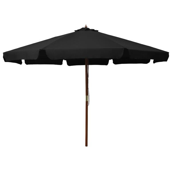 vidaXL Garden Umbrella Black Polyester, Laminated Bamboo, Hardwood Large