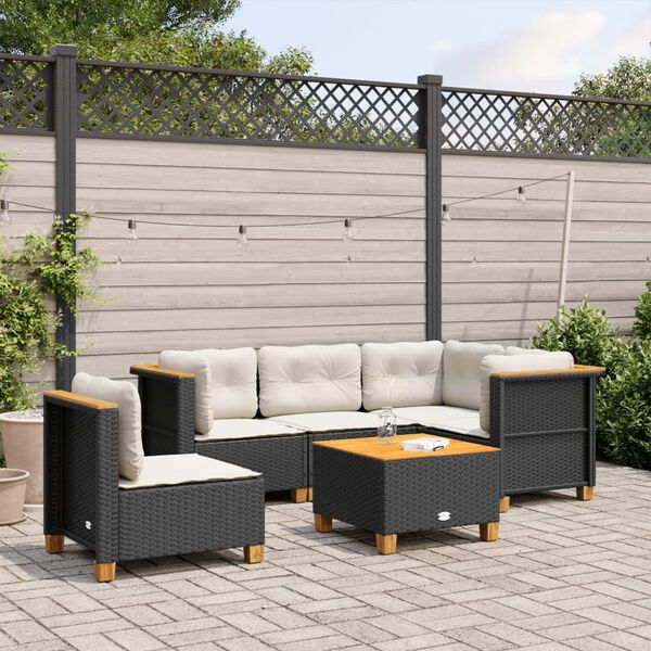 vidaXL Garden Sofa Set Black, Cream White