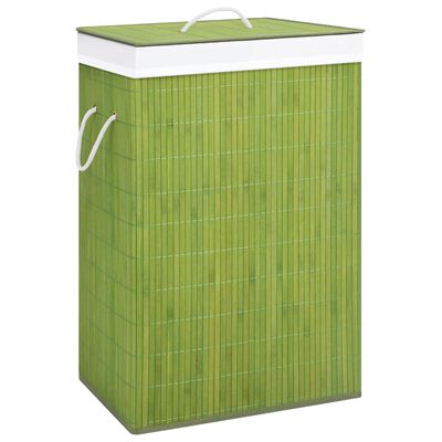 vidaXL Bamboo Laundry Basket Green
