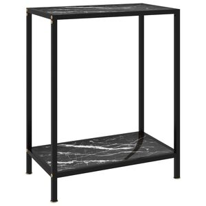 vidaXL Console Table Black Tempered Glass Medium Console Table