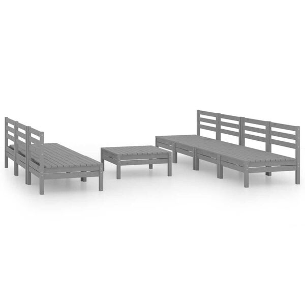 vidaXL 8 Piece Patio Lounge Set Gray Solid Pinewood