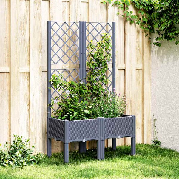 vidaXL Garden Planter Grey Polypropylene Large Durable Garden Planter