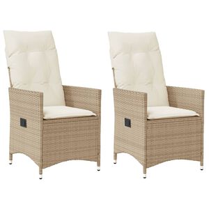 vidaXL Reclining Garden Chair Set of 2 Beige