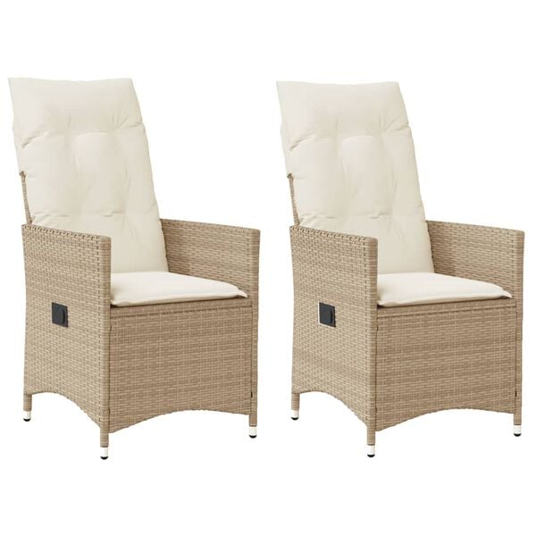 vidaXL Reclining Garden Chair Set of 2 Beige