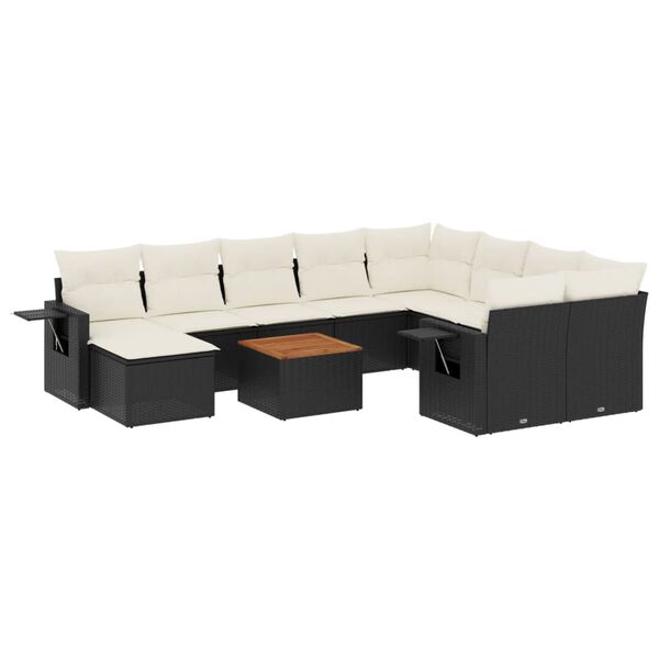 vidaXL Garden Sofa Set Black, Cream White