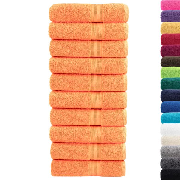 vidaXL Shower Towel Set of 10 Orange 100% Cotton 27.6 x 55.1 in