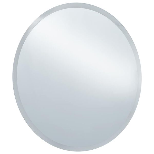 vidaXL Bathroom Mirror Silver Glass, aluminum 23.6 in Round Modern