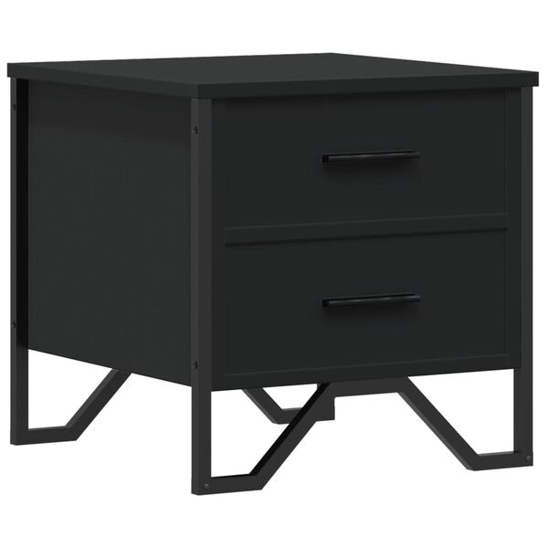vidaXL Bedside Cabinet Black Engineered wood, metal Medium