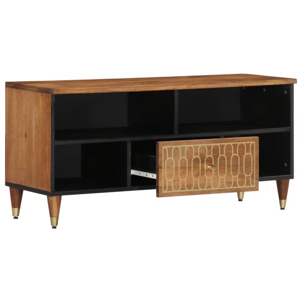 vidaXL TV Cabinet Honey Brown Solid Mango Wood, Iron 39.4 x 13.0 x 18.1 in