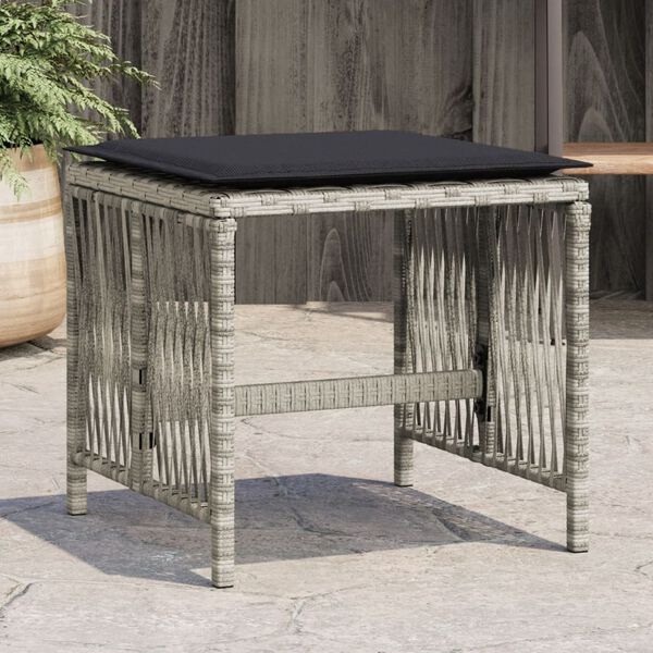 vidaXL Garden Stool Set of 4 Light Grey PE rattan Small