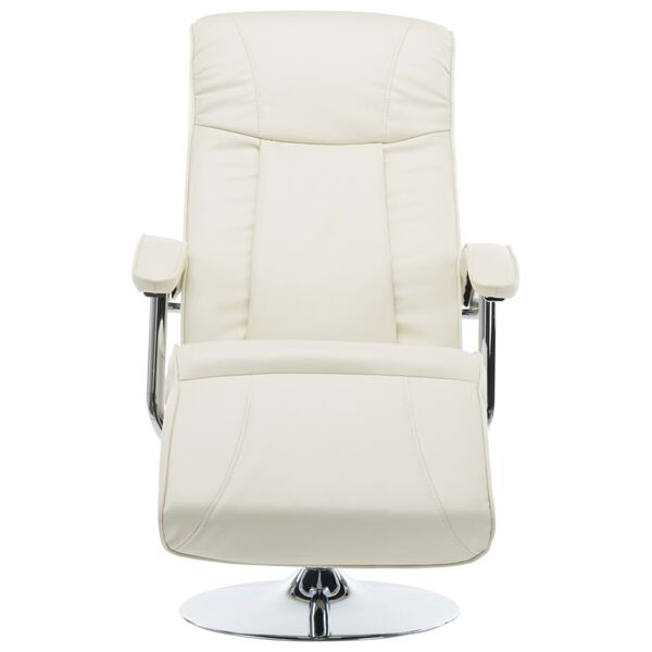vidaXL TV Armchair Cream Faux leather, Chromed metal Standard
