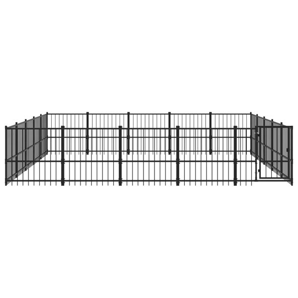 vidaXL Dog Kennel Black Powder-coated steel 253.0 sq ft Durable