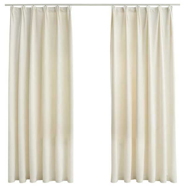 vidaXL Blackout Curtains 2 pcs with Hooks Velvet Cream 55.1x68.9"