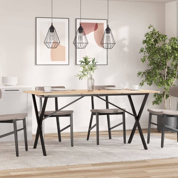 vidaXL Dining Table Leg Black Powder-coated steel Medium