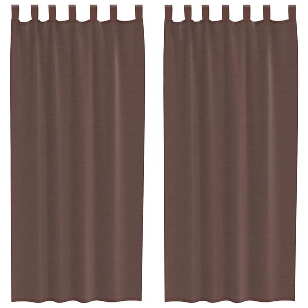 vidaXL Voile Curtains with Tab Top 2 pcs Brown