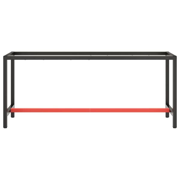 vidaXL Work Bench Frame Matte Black and Red Powder-coated metal Large