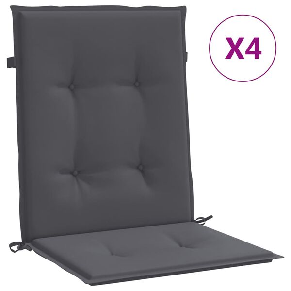vidaXL Lowback Chair Cushion Set of 4 Anthracite