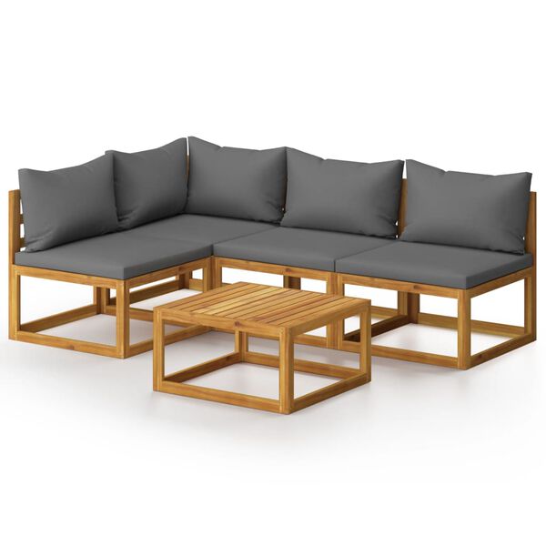 vidaXL Garden Lounge Set Acacia wood and dark grey