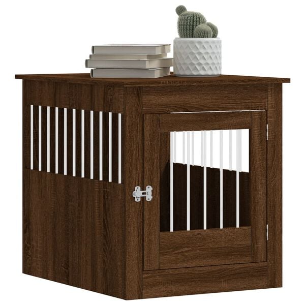 vidaXL Dog Crate Furniture Brown Oak Engineered Wood, Steel Locks